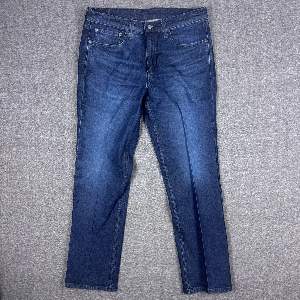 Levis 514 Jeans Mens 34x32 Blue Denim Straight Leg Stretch Denim Zip‎ Fly